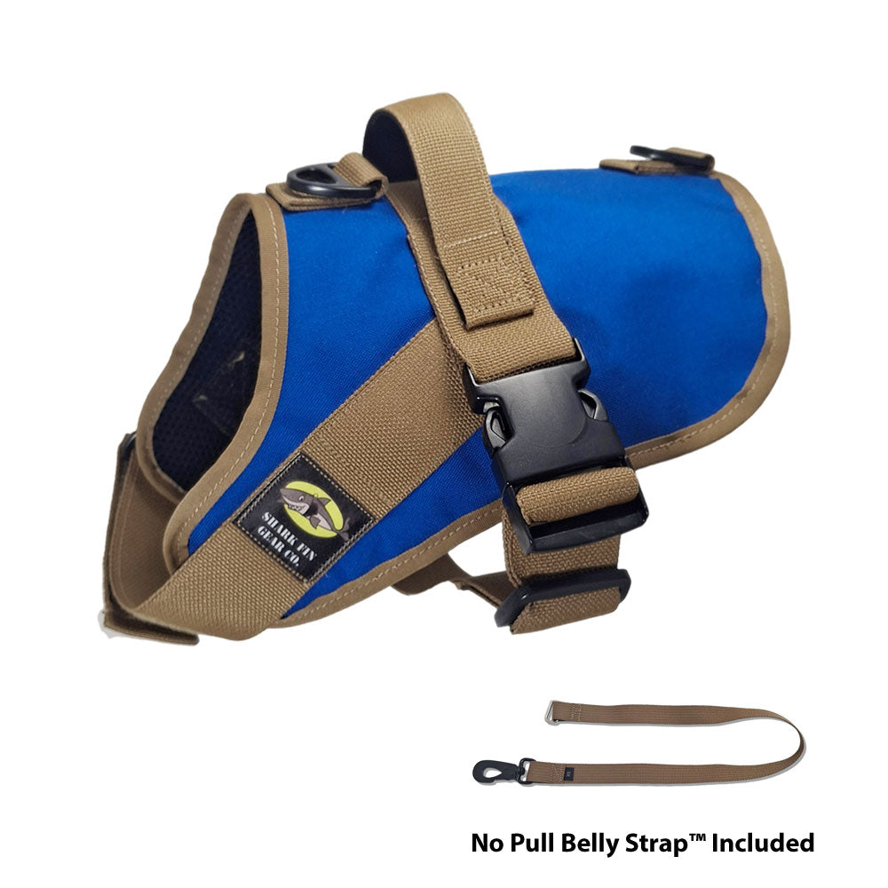 No Pull Dog Harness with strap included, easy on small blue