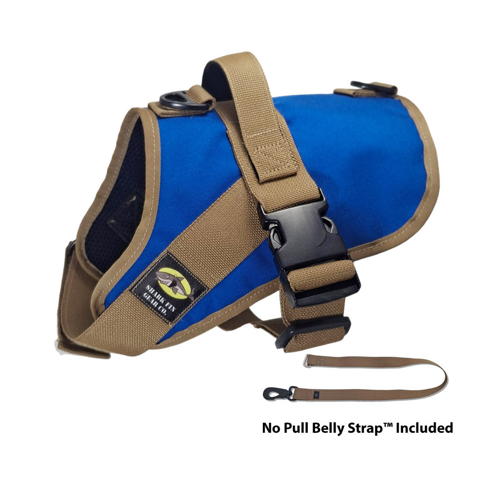 No Pull Dog Harness with strap included, easy on small blue