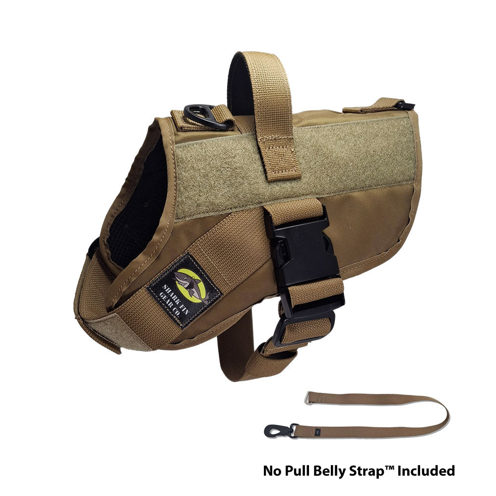 No Pull Dog Harness with strap included, easy on small brown