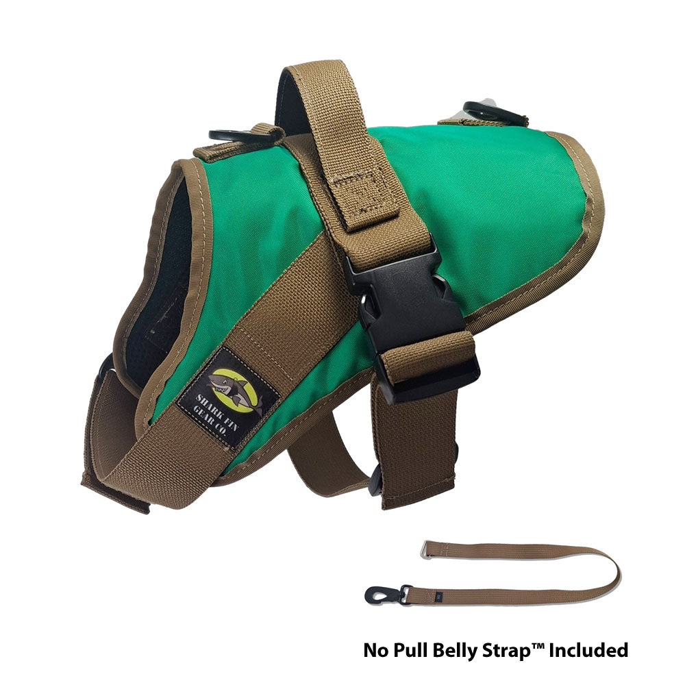 No Pull Dog Harness with strap included, easy on small green