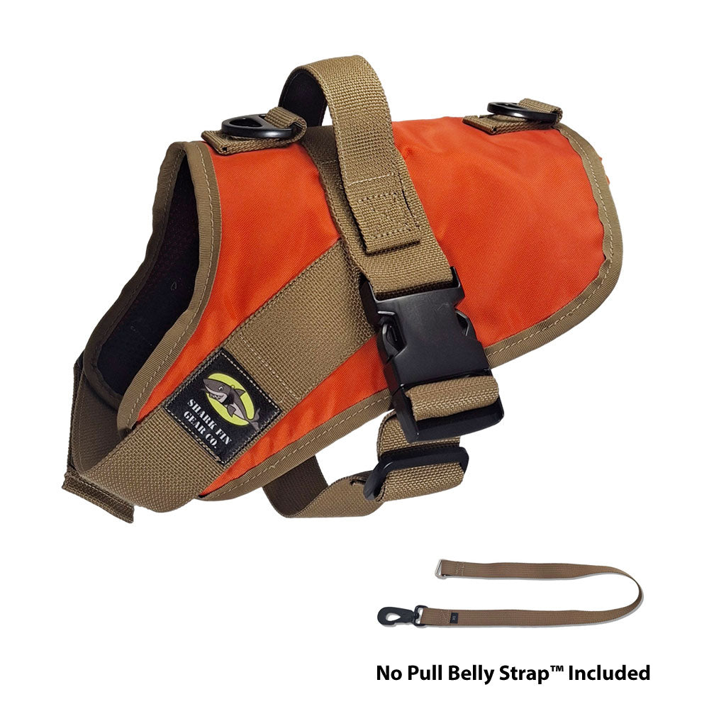 No Pull Dog Harness with strap included, easy on small orange