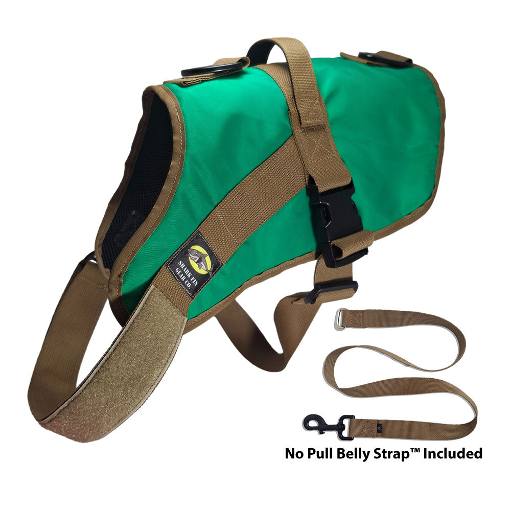 No Pull Dog Harness with strap included, easy on xl green