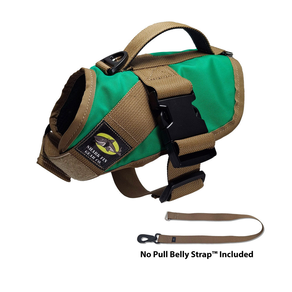 No Pull Dog Harness with strap included, easy on xs green