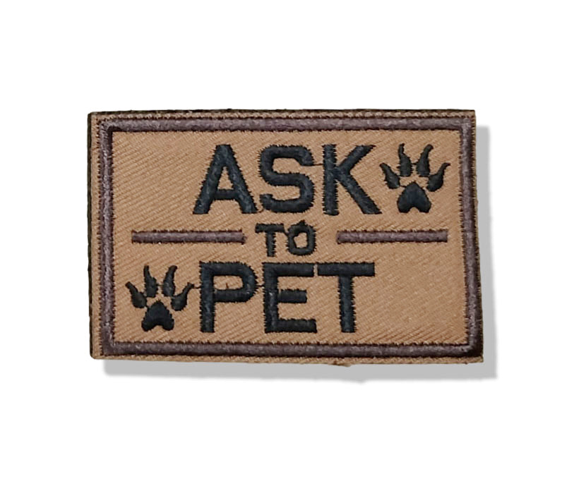 service dog velcro patch ask to pet coyote brown