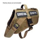 service dog vest large color brown shown with 2 patches