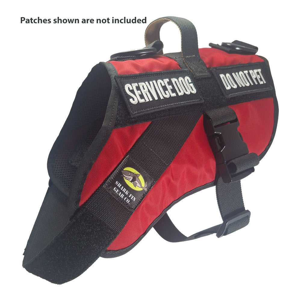 service dog vest large color red shown with 2 patches