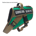 service dog vest medium color green shown with 2 patches