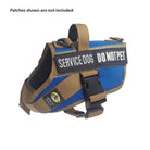 service dog vest small color blue shown with 2 patches
