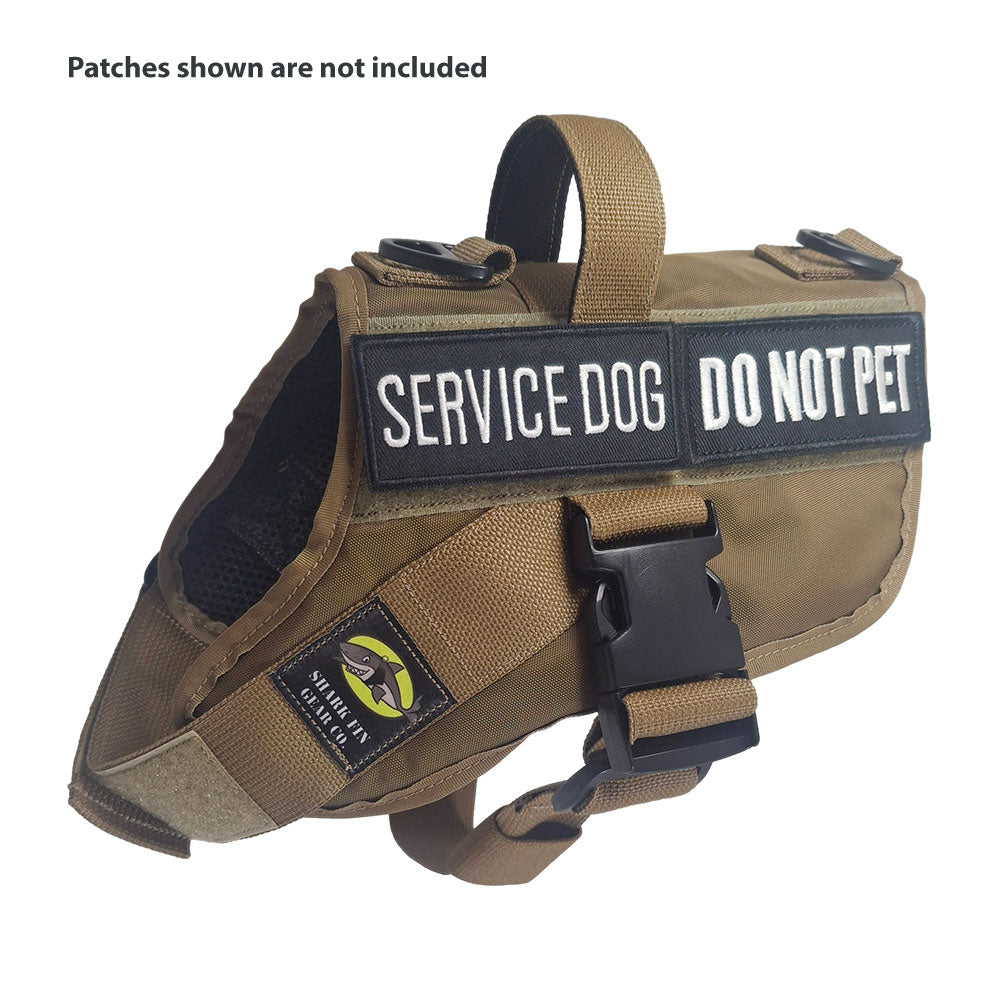 service dog vest small color brown shown with 2 patches