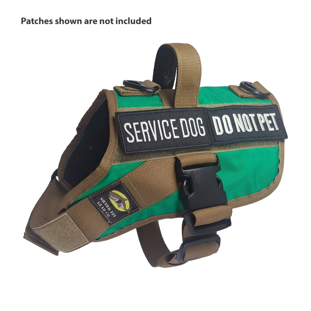 service dog vest small color green shown with 2 patches