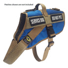 service dog vest xl color blue shown with 2 patches