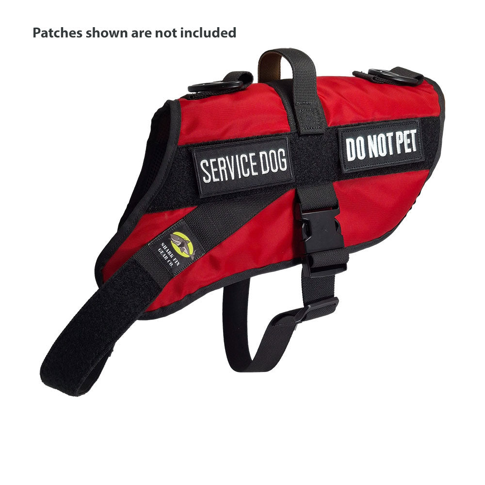service dog vest xl color red shown with 2 patches