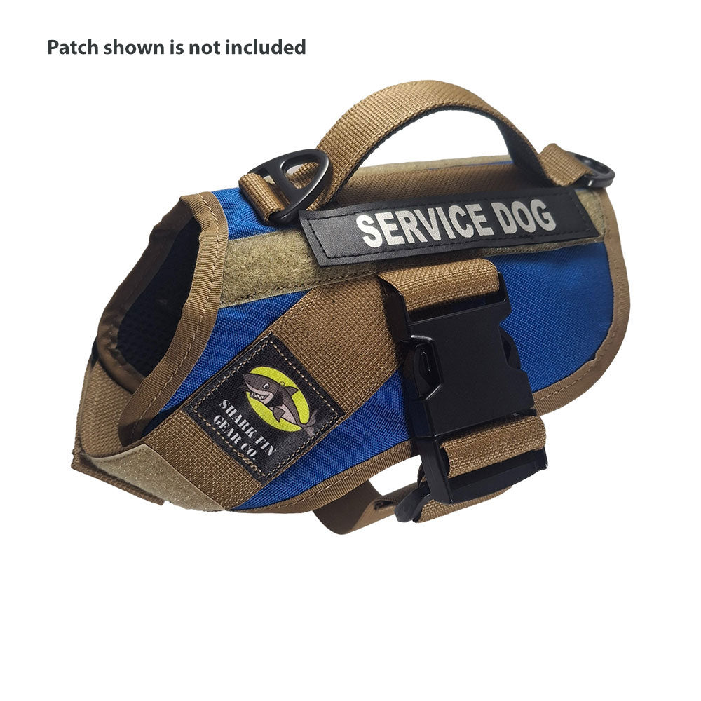 service dog vest xs color blue shown with 1 patch