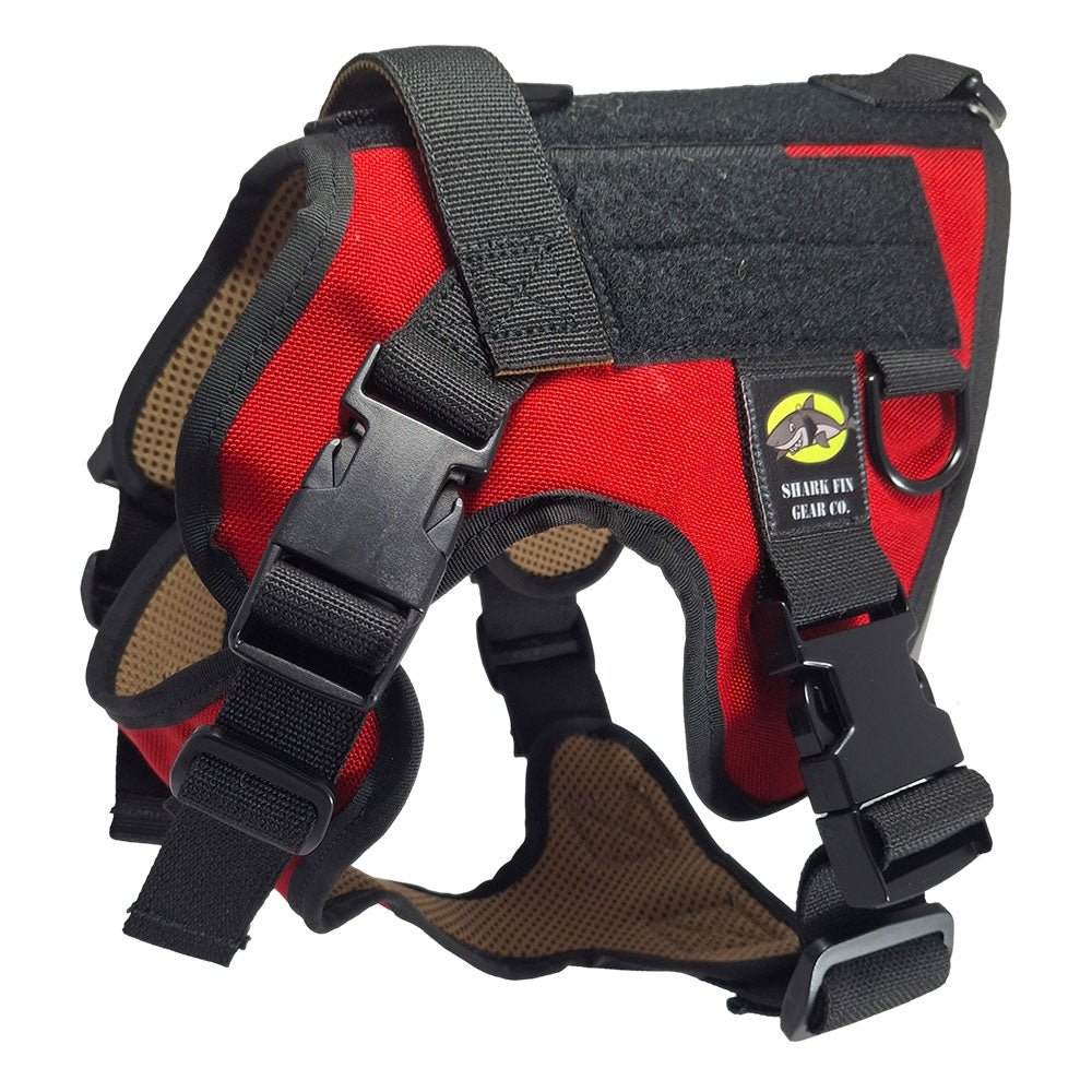 small tactical dog harness red with nexus buckles