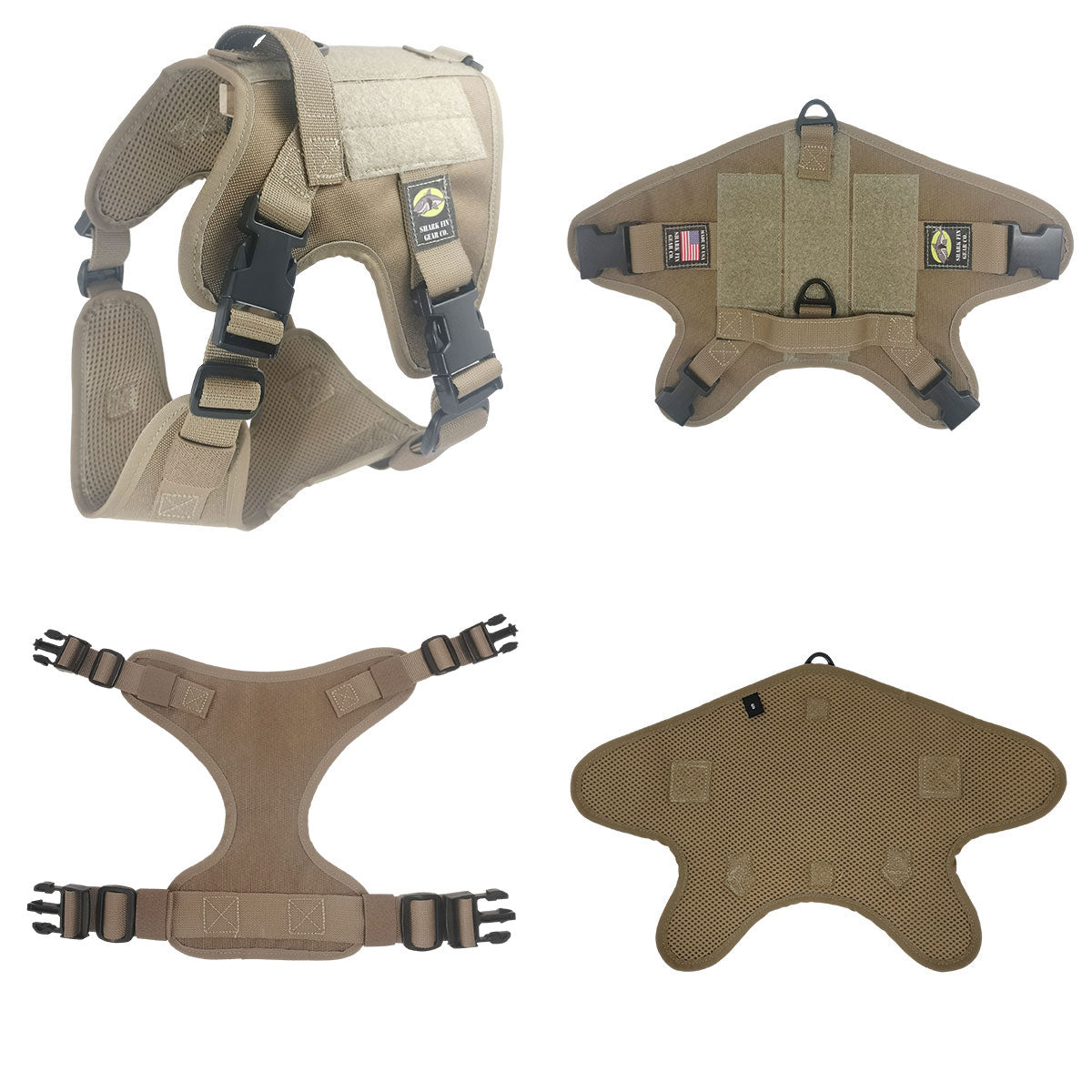 small tactical dog harness coyote with nexus buckles