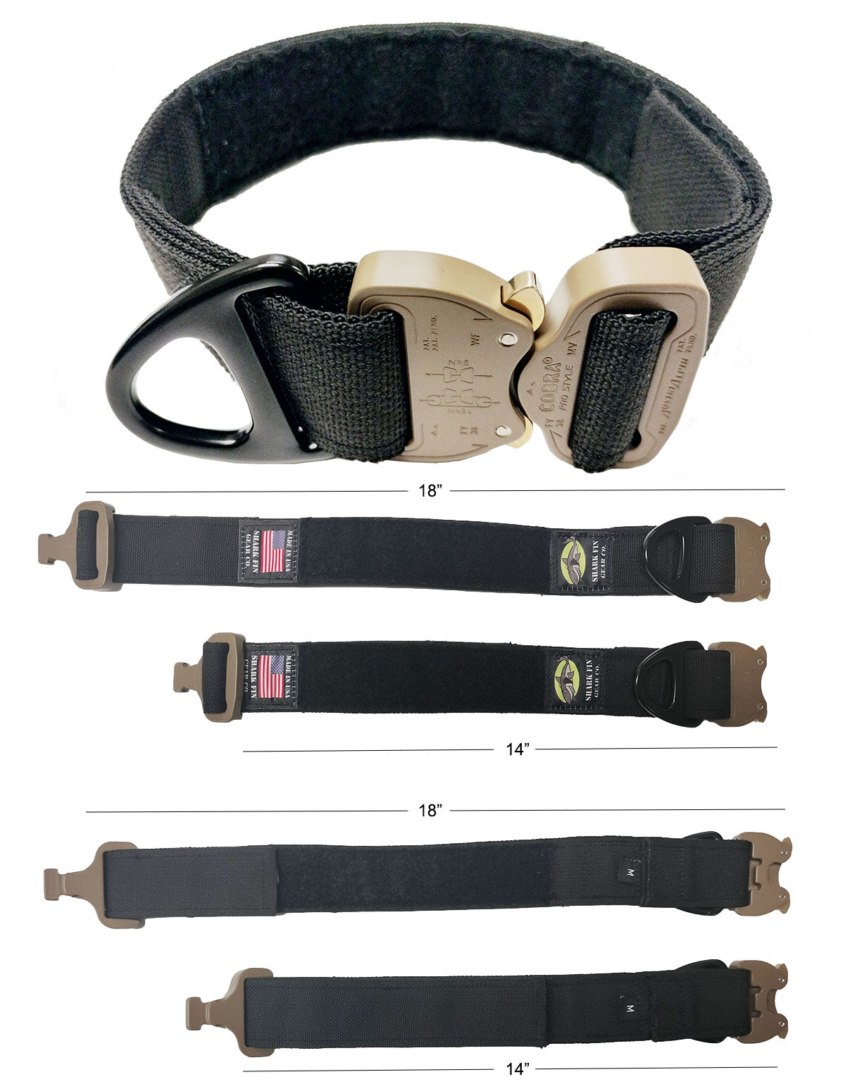 tactical dog collar medium black cobra buckle