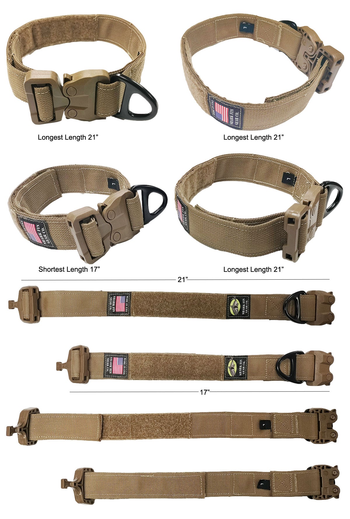 tactical dog collar large coyote gt cobra 
