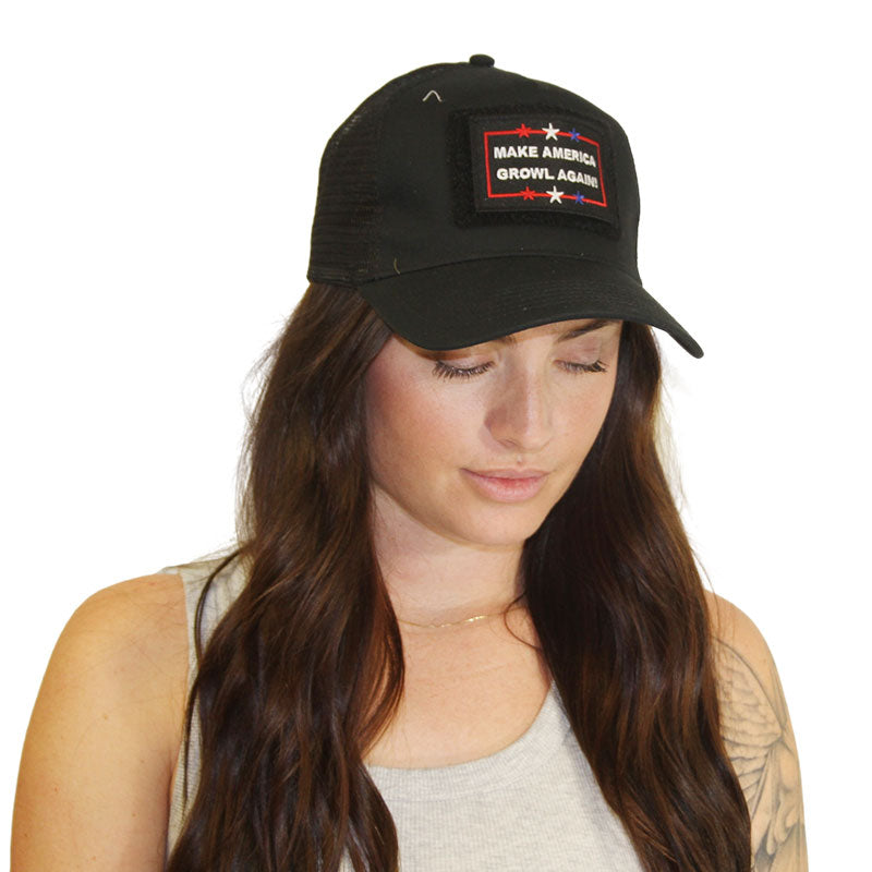 trucker hat black front patch not included