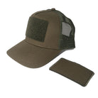 trucker hat olive green front with blank patch