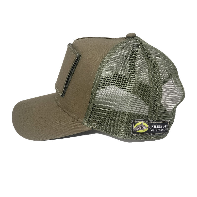 trucker hat olive green side