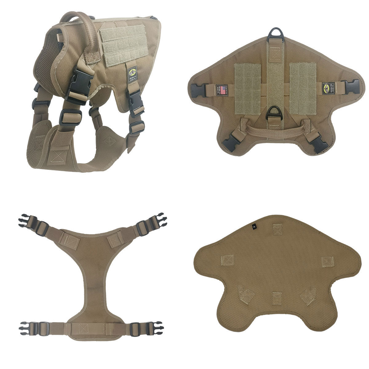 xl tactical dog harness coyote with nexus buckles