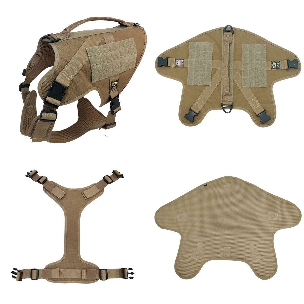 xxl service dog harness coyote brown