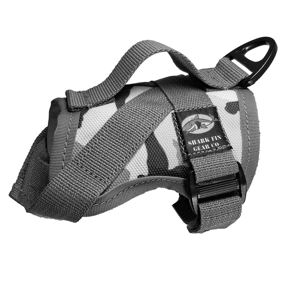 xxxxs tactical dog harness camo shown in black and white