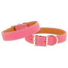 Pink Leather Collar made with soft Tuscany Leather