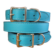 Turquoise  Leather Collar made with Tuscany Leather