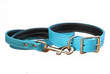Handmade High Quality Turquoise Tuscany Leather Leash and Collar
