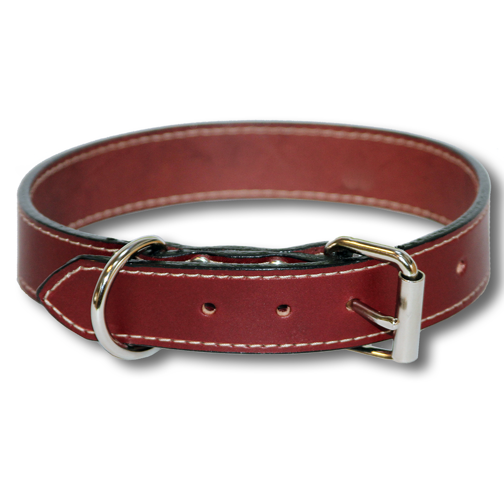 big dog leather dog collar  urban  classic dog collar james bond burgundy 1 inch