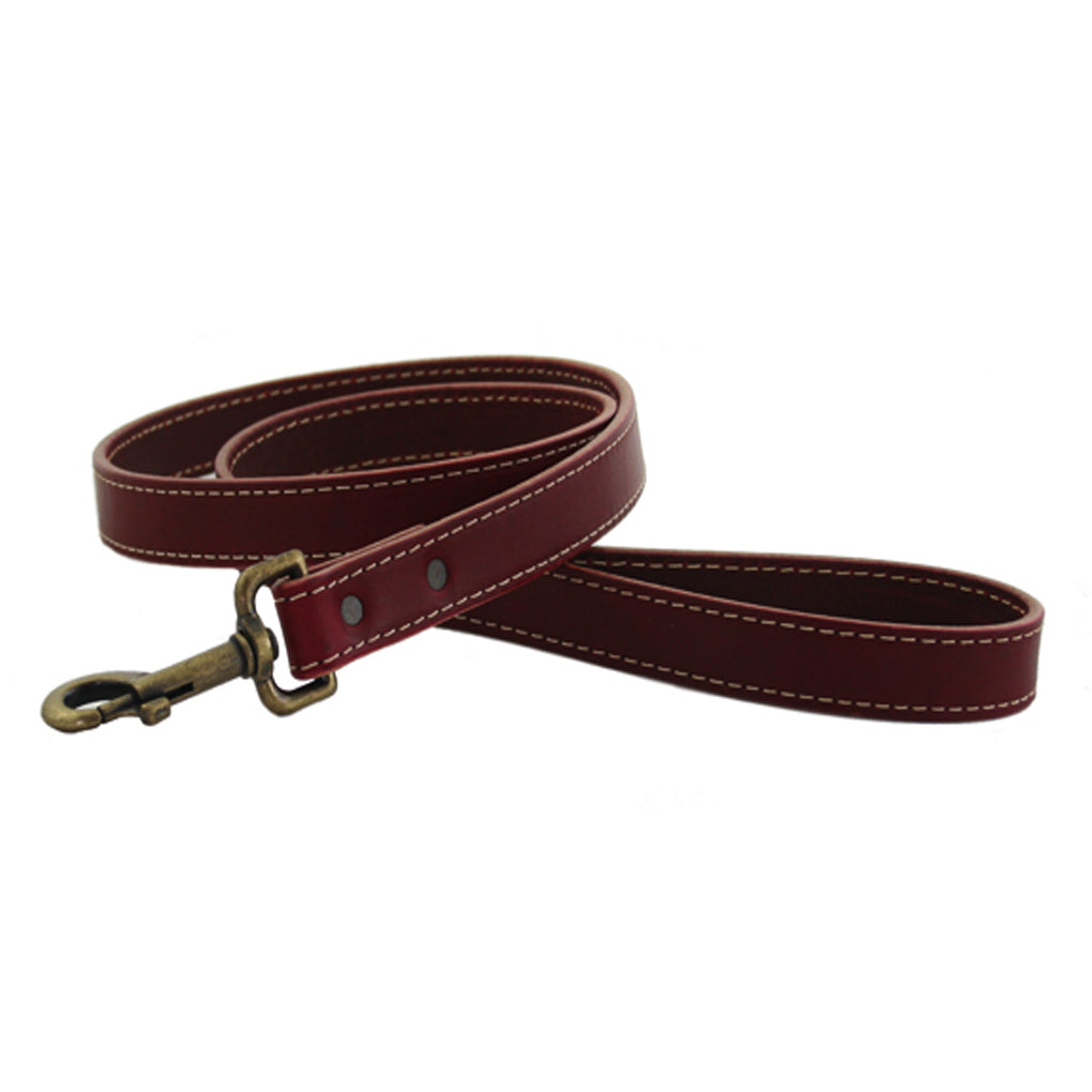 heirloom leather dog leash burgundy