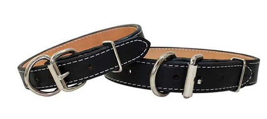 high quality handmade leather dog collar with nickel hardware color black