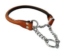 martingale rolled leather dog collar tan