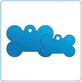 dog bone style metal dog tag blue